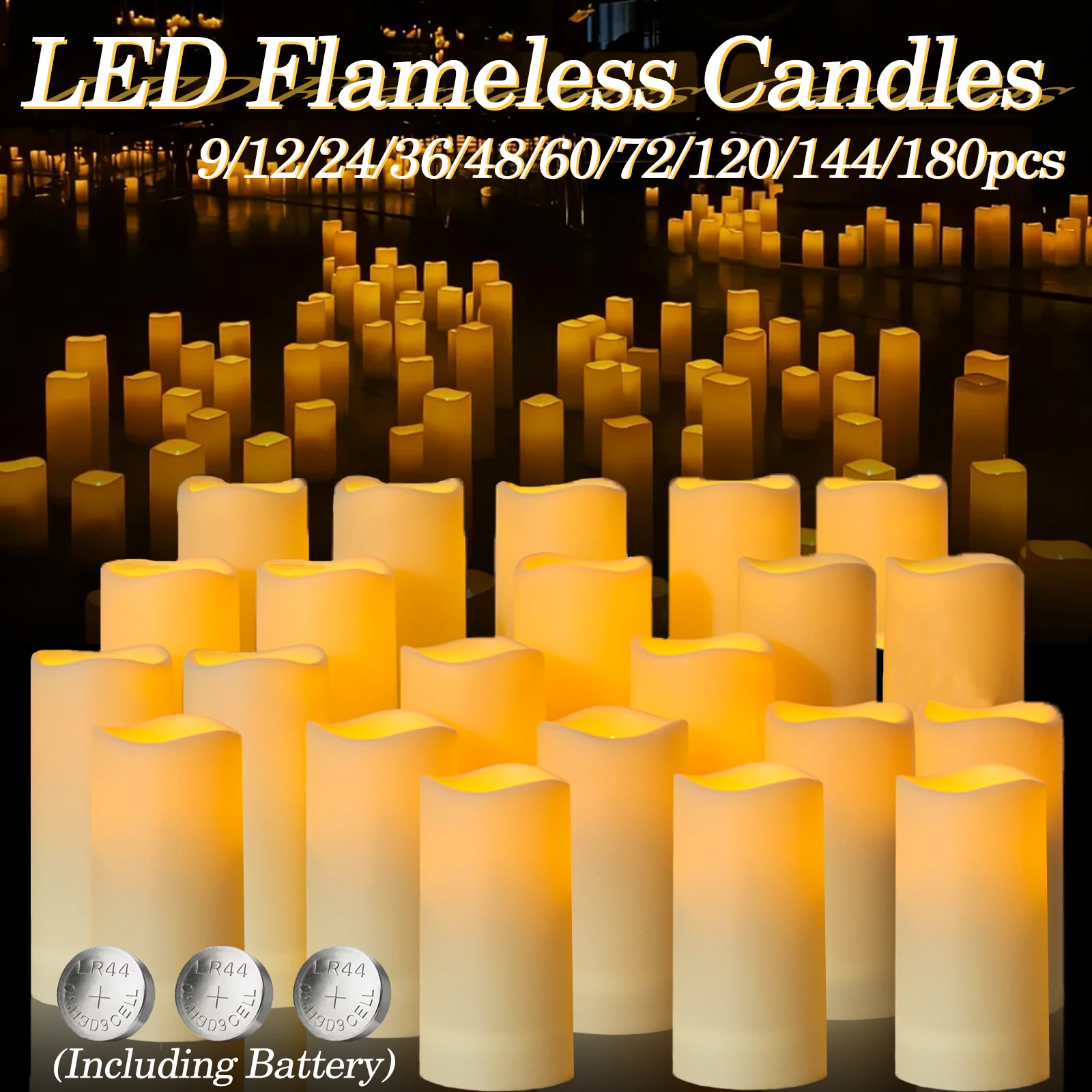 180-9Pcs Artificial Candles LED Flameless Candles for Wedding Led Candle Pillar Candles Flickering Candle for Decorative Concert - AliExpress 39